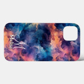 ミッドナイトガーリースカイネイビーブルーパープルモノグラム Case-Mate iPhoneケース (裏面 (横))