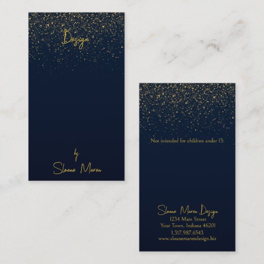 ミッドナイトグリッターボムジュエリーイヤリングディスプレイカード 名刺 (正面/裏面)