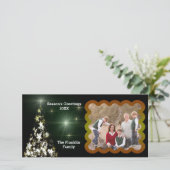 ミッドナイトグリーンのクリスマスツリーあなたの写真 シーズンカード (スタンド正面)