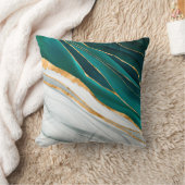 ミッドナイトグリーン、ターコイズ、および金ゴールドの水色 クッション (ブランケット)