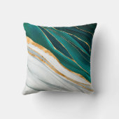 ミッドナイトグリーン、ターコイズ、および金ゴールドの水色 クッション (裏面)