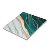 ミッドナイトグリーン、ターコイズ、および金ゴールドの水色 タイル (側面)