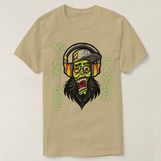 ミッドナイトゲーマー，ビデオゲーマー，ビデオプレーヤー，ゲーマー Tシャツ (デザイン正面)