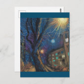 ミッドナイトサンナイト通りツリー絵画風景 ポストカード (正面/裏面)