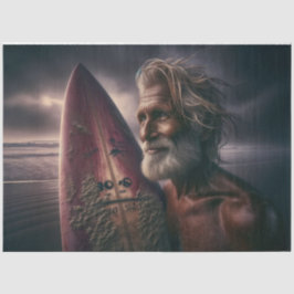 ミッドナイトサーフボードとサーファーデクページ紙 薄葉紙