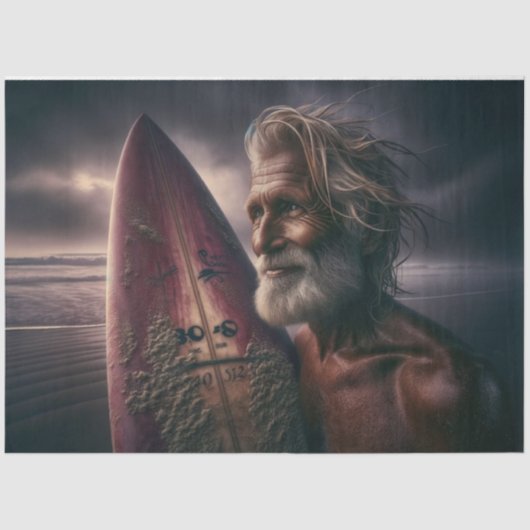 ミッドナイトサーフボードとサーファーデクページ紙 薄葉紙 (正面)