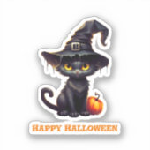 ミッドナイトザウィッチーブラックキャットハロウィーン シール (正面)
