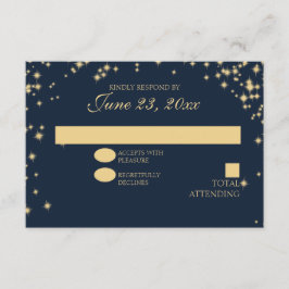 ミッドナイトスターズの輝き ウェディング返信ハガキ 出欠カード