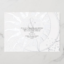 ミッドナイトスターズムーンサンシナ結婚スシルバー 箔招待状