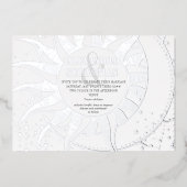 ミッドナイトスターズムーンサンシナ結婚スシルバー 箔招待状 (正面)