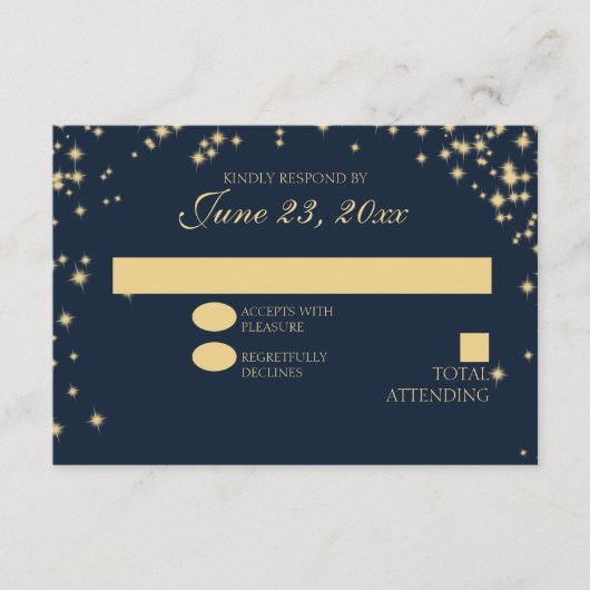 ミッドナイトスターズ 輝く結婚式の返信 出欠カード (正面)