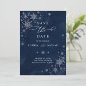 ミッドナイトスノーフレークス 結婚式 Save The Date 招待状 (スタンド正面)