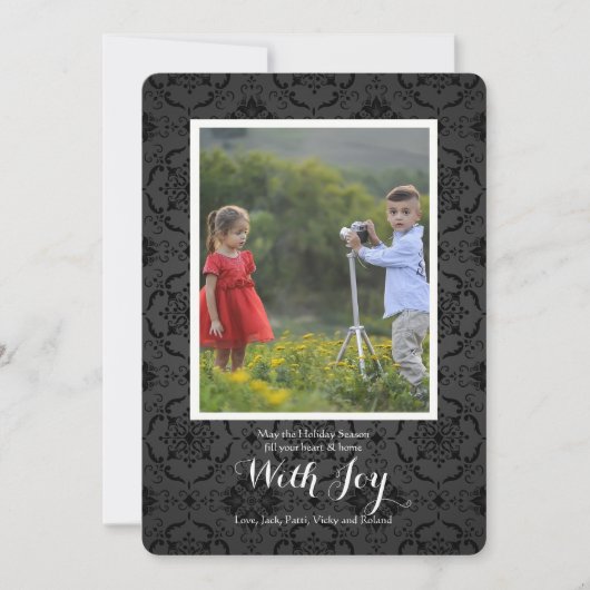 ミッドナイトダマスク フォト ホリデー カード (正面)