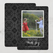 ミッドナイトダマスク フォト ホリデー カード (正面/裏面)