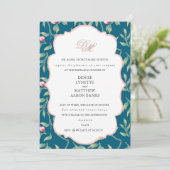 ミッドナイトティールとゴッサマー ピンクのリハーサルディナー 招待状 (スタンド正面)