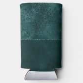 ミッドナイトティール（緑がかった色）ロマンス | Dark Satiny グランジ Damask スリム缶クーラー (裏面)