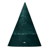 ミッドナイトティール（緑がかった色）ロマンス | Dark Satiny グランジ Damask パーティーハット (左)