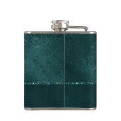 ミッドナイトティール（緑がかった色）ロマンス | Dark Satiny グランジ Damask フラスク (裏面)