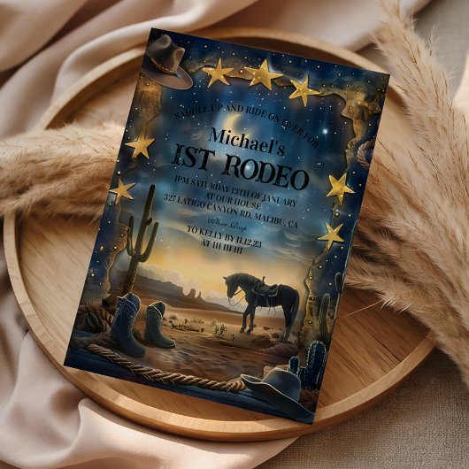 ミッドナイトデザートカウボーイ1歳誕生日ロデオ 招待状