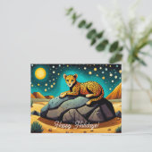 ミッドナイトデザートワイルドレパードハッピーホリデー ポストカード (スタンド正面)