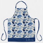 ミッドナイトデルフトガーデンヴィンテージボタニックブルー エプロン (正面)