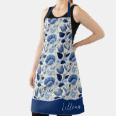 ミッドナイトデルフトガーデンヴィンテージボタニックブルー エプロン (インサイチュ)