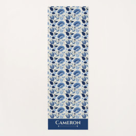 ミッドナイトデルフトガーデンヴィンテージボタニックブルー ヨガマット