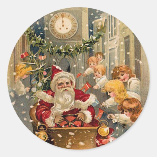 ミッドナイトドライブヴィンテージクリスマスカード ラウンドシール (正面)