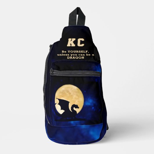 ミッドナイトドラゴン ミニマリストイニシャル 新学期 スリングバッグ (正面)