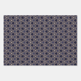 ミッドナイトネイビーと金ゴールドエレガントデザイン ラッピングペーパーシート