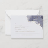 ミッドナイトネイビーエレガント金ゴールドモダンウェディングRSVP ノートカード (裏面)