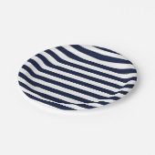 ミッドナイトネイビーブルーとホワイトストライプ ペーパープレート (アングル)