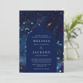 ミッドナイトネイビーブルースワーズ結婚ズアーチ招待状 招待状 (スタンド正面)