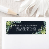 ミッドナイトネイビーブルー多肉性差出人住所 ラベル (インサイチュ)