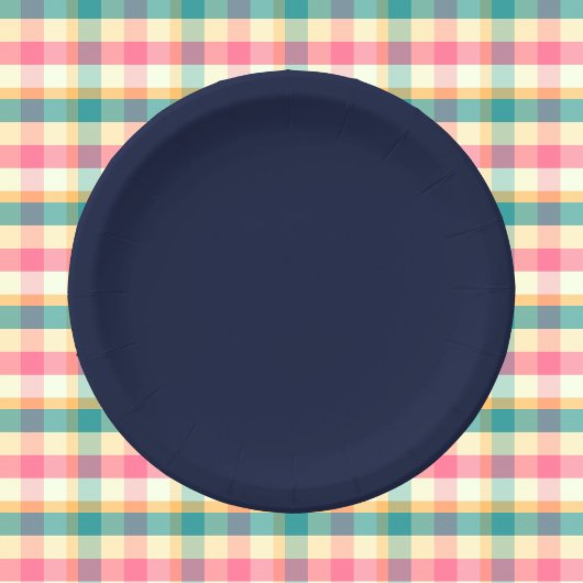 ミッドナイトネイビーブルー無地のカラー ペーパープレート