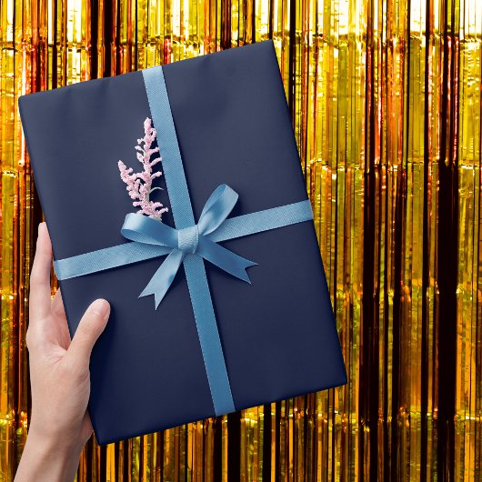 ミッドナイトネイビーブルー無地のカラー ラッピングペーパー