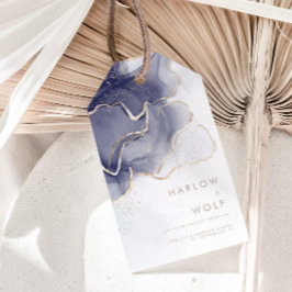 ミッドナイトネイビー金ゴールドエレガントモダン結婚式の引き出物 ギフトタグ