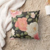 ミッドナイトバラガーデンラッシュ花模様ガーデン クッション (ブランケット)