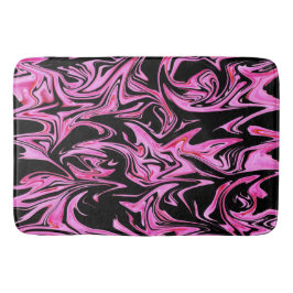 "ミッドナイトバラ：ピンクと黒の大理石融合" バスマット