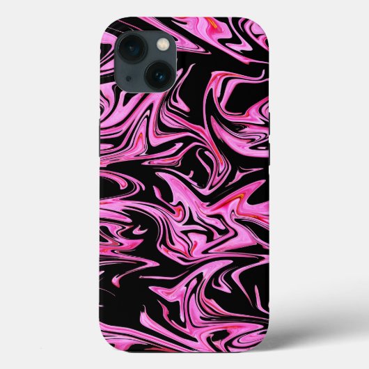 "ミッドナイトバラ:ピンクと黒の大理石融合" Case-Mate iPhoneケース (裏面)