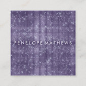 ミッドナイトパープルスパークル美しいスタイリスト スクエア名刺 (正面)