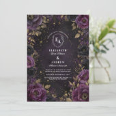 ミッドナイトパープル銀河系結婚ゴシック 招待状 (スタンド正面)