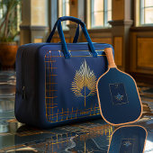 ミッドナイトパームコレクションラグジュアリーネイビーブルーロゴ ピックルボールラケット