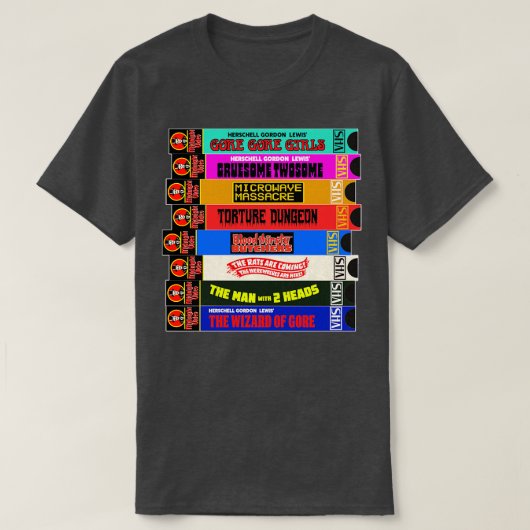 ミッドナイトビデオVHSカルトホラースタック Tシャツ (デザイン正面)