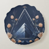 ミッドナイトピラミッドドリームスケープフローラAIアート ラウンドクッション (裏面)