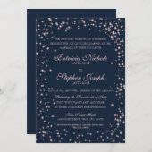 ミッドナイトピンクの星きらら結婚かな空 招待状 (正面/裏面)