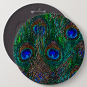 ミッドナイトピーコック羽エッチングスタイルデコール 缶バッジ (正面&裏面)