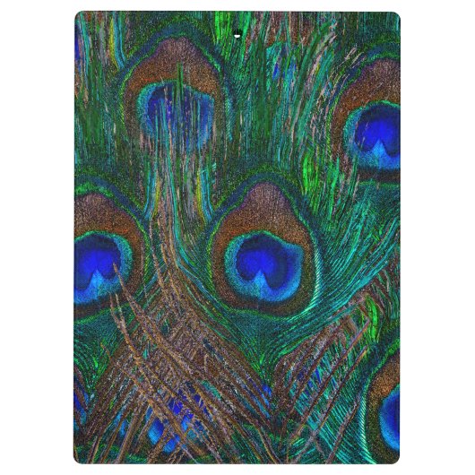 ミッドナイトピーコック羽毛エッチングスタイルデコール クリップボード (裏面)