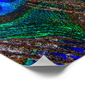 ミッドナイトピーコック羽毛エッチングスタイルデコール ポスター (角)