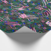 ミッドナイトピーコック羽毛エッチングスタイルデコール ラッピングペーパー (角)